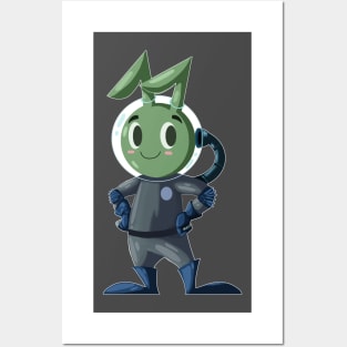 AN ALIEN RABBIT ASTRONAUT CARTOON CHARACTER Posters and Art